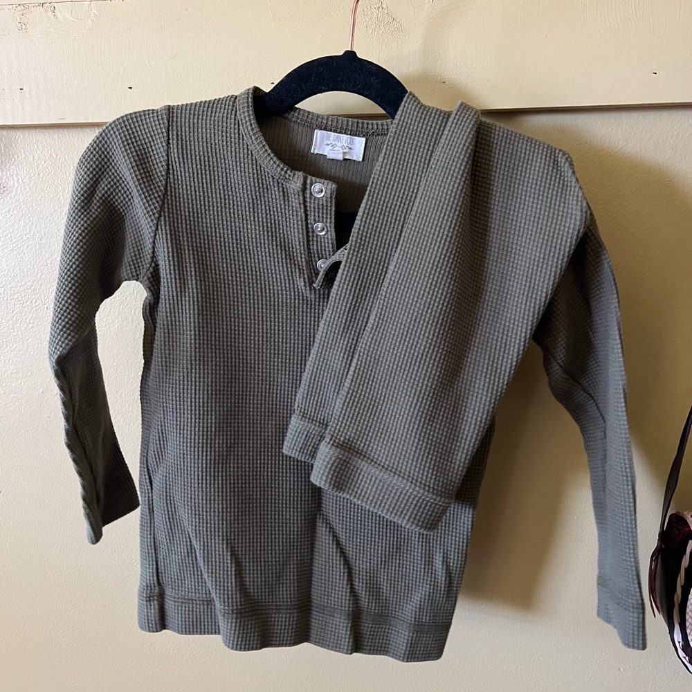 Green Long Sleeve Matching Set Tee